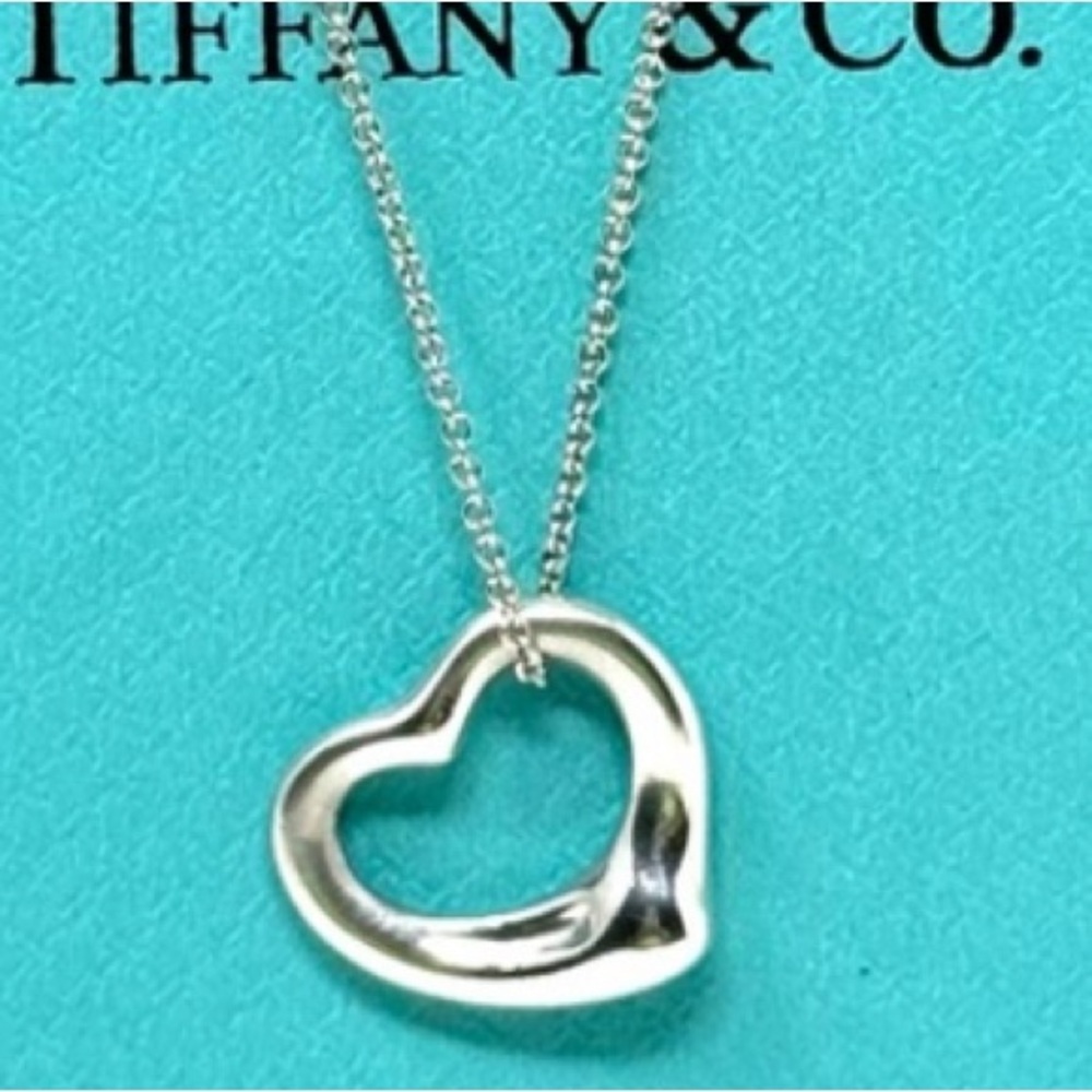Authentic Tiffany & CO. Small Open Heart Pendant Necklace.